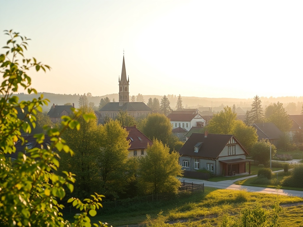 Bocian biały na gnieździe nad Sierpcem z widokiem na dolinę Narwi